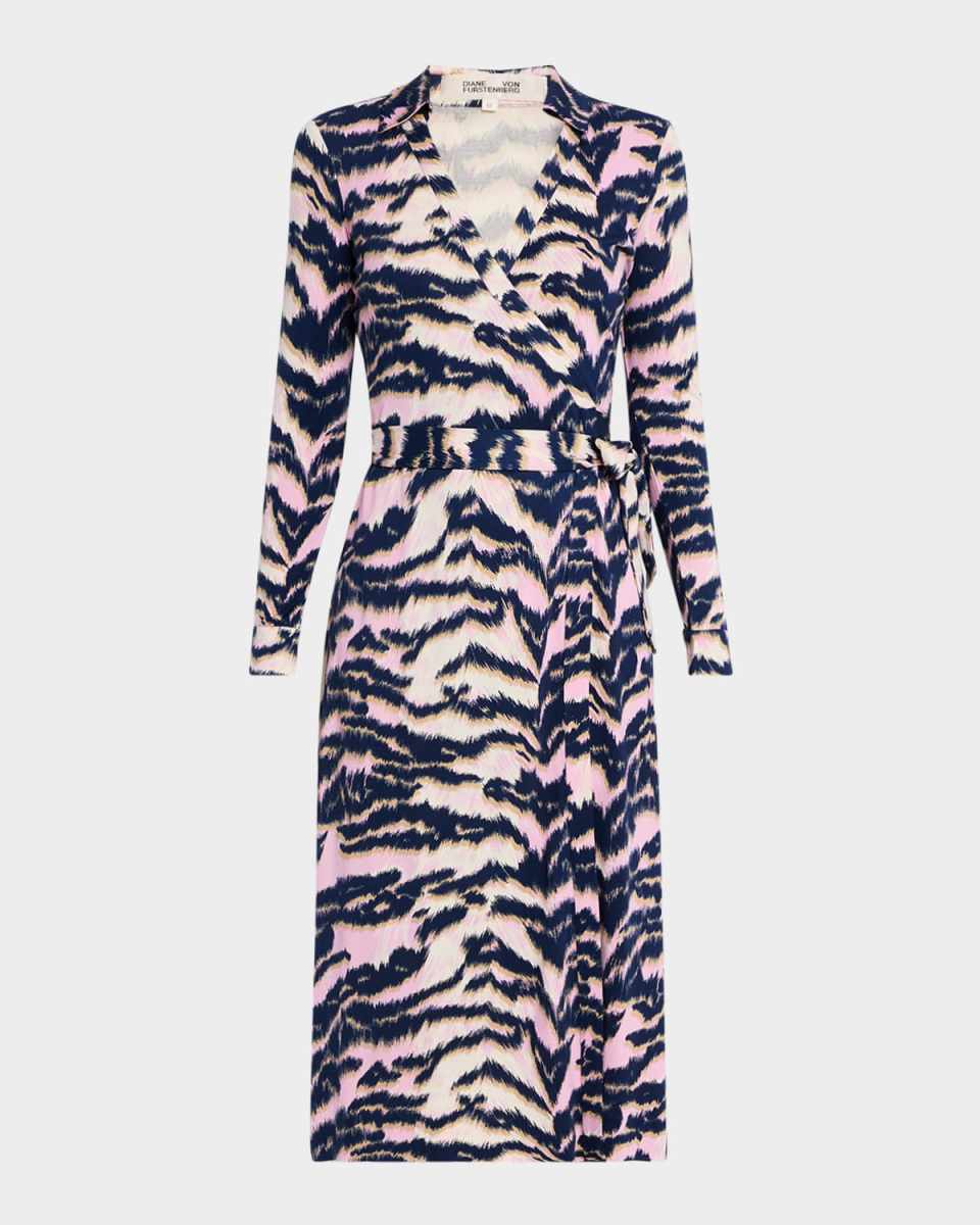 Abigail Tiger-Print Midi Wrap Dress